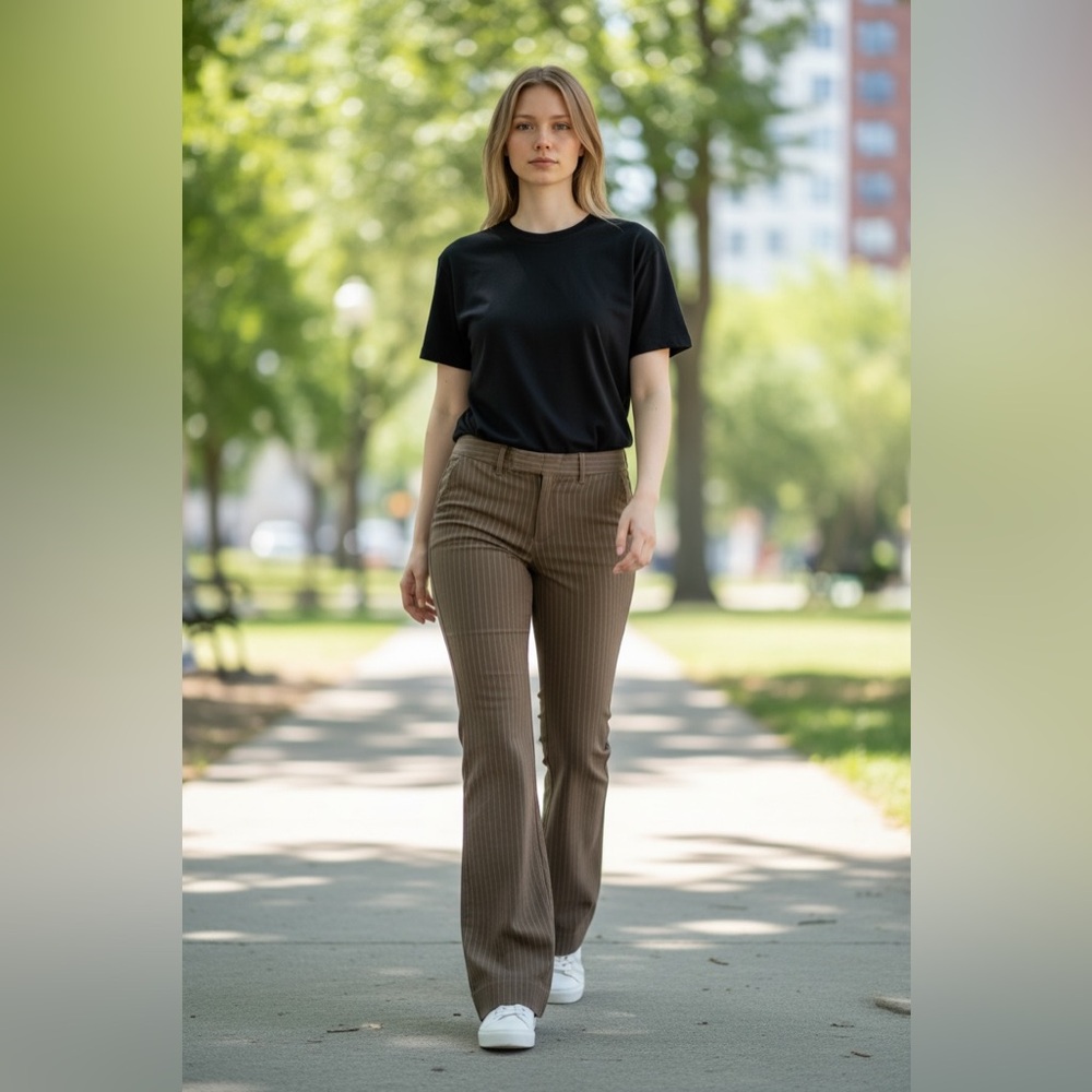 Old Navy Chocolate Brown Pinstripe Trousers